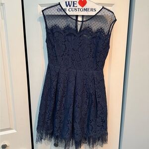 Elegant Navy Lace Dress